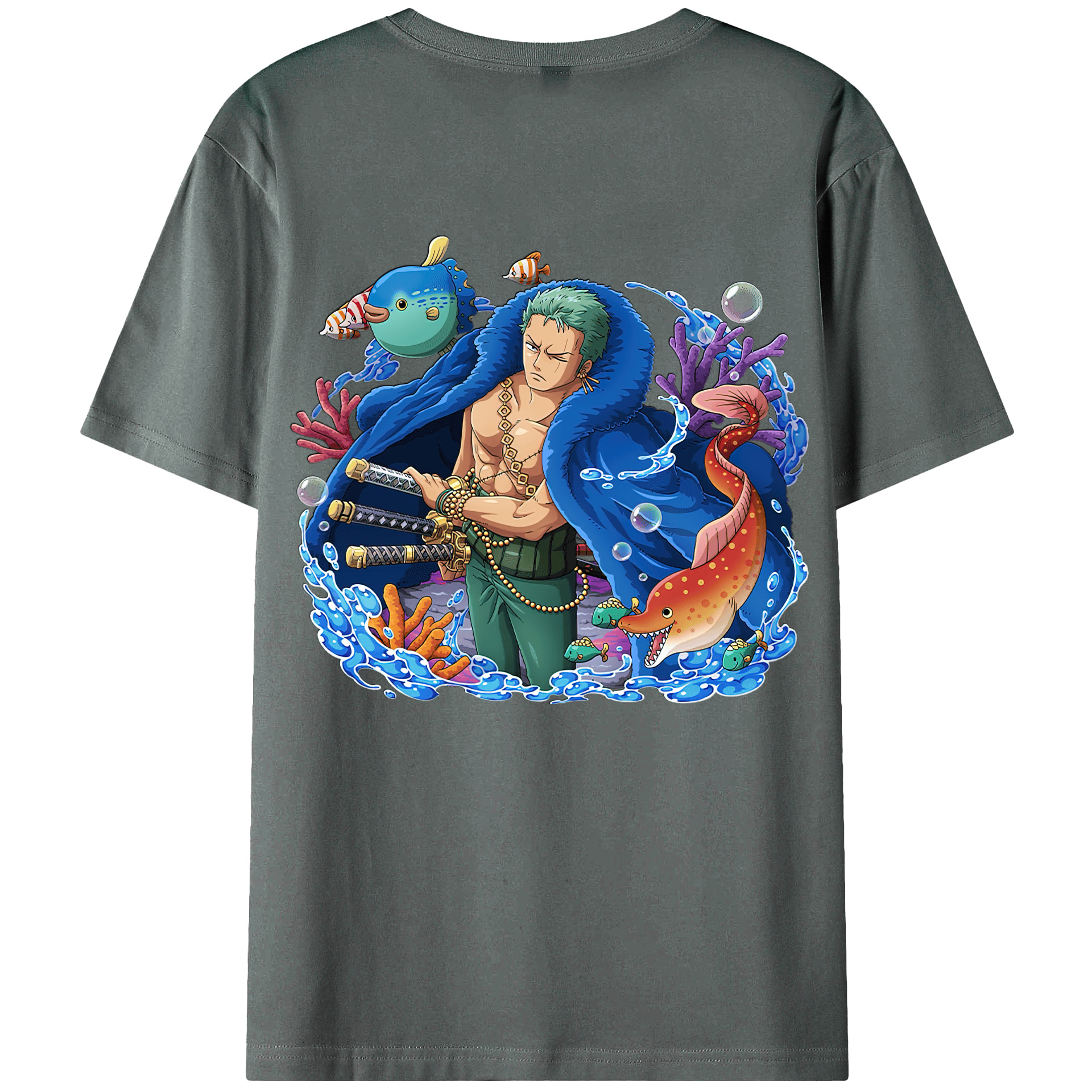 （画像用） ワンピース ロロノア・ゾロ ONE PIECE Roronoa Zoro 綿100％半袖Tシャツ（背面プリント）